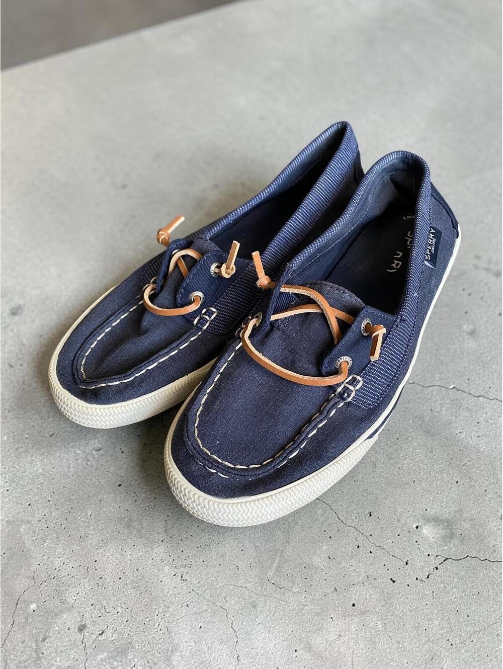 Sperry Womens Deck Shoes 8 Pier View Low Top Navy Blue Canvas Casual Sneakers